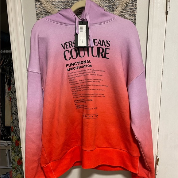 NWT VERSACE JEANS COUTURE Logo-print Gradient Hoodie - Picture 7 of 11